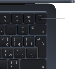 لقطة علوية للوحة مفاتيح جهاز MacBook&nbsp;Air مع ميزة بصمة الإصبع