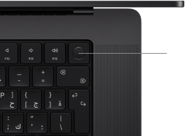 لقطة علوية للوحة مفاتيح جهاز MacBook&nbsp;Pro‏ مع ميزة بصمة الاصبع