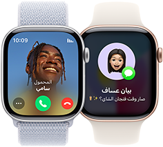 مكالمة واردة تظهر على Apple&nbsp;Watch&nbsp;Series&nbsp;10‏ ورسالة نصية واردة تظهر على Apple&nbsp;Watch&nbsp;Series&nbsp;10 أخرى