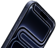 iPhone&nbsp;17&nbsp;Pro، الجزء الأمامي الخارجي، ميزة Dynamic&nbsp;Island في الأعلى، زر الإجراءات، زرّا ضبط مستوى الصوت