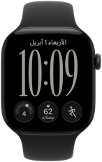 ساعة Apple Watch Series 12، إطار ألومنيوم، لون أسود، واجهة الساعة Responsive Art، حزام رياضي، لون أسود