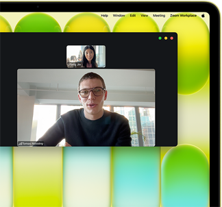 جهاز MacBook Neo، لون أصفر سيتروس، مكالمة فيديو على الشاشة، نمط 