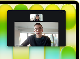 جهاز MacBook Neo، لون أصفر سيتروس، مكالمة فيديو على الشاشة، نمط 