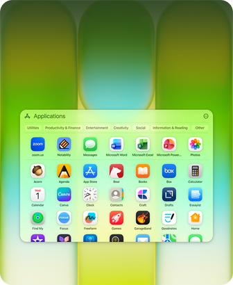 MacBook Neo screen with Applications window containing a wide variety of apps