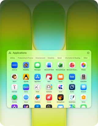 MacBook Neo screen with Applications window containing a wide variety of apps