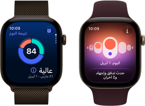 ساعة Apple&nbsp;Watch&nbsp;Series&nbsp;12، إطار ألومنيوم، لون برونزي داكن، رسم بياني دائري لميزة نتيجة النوم، التاج الرقمي، حزام Loop ميلانيز، لون برونزي داكن