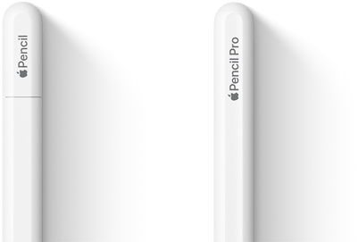 قلم Apple&nbsp;Pro وقلم&nbsp;Apple‏&nbsp;(USB‑C) جنباً&nbsp;إلى&nbsp;جنب