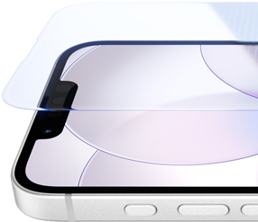 جهاز iPhone&nbsp;17e، الجزء الخارجي الأمامي مع درع السيراميك&nbsp;2، الجهة الجانبية الخارجية، لون أبيض، الأزرار: زر الإجراءات، وزرّا ضبط مستوى الصوت