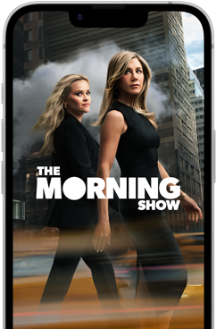 iPhone 17e front screen showing the Apple TV+ series The Morning Show